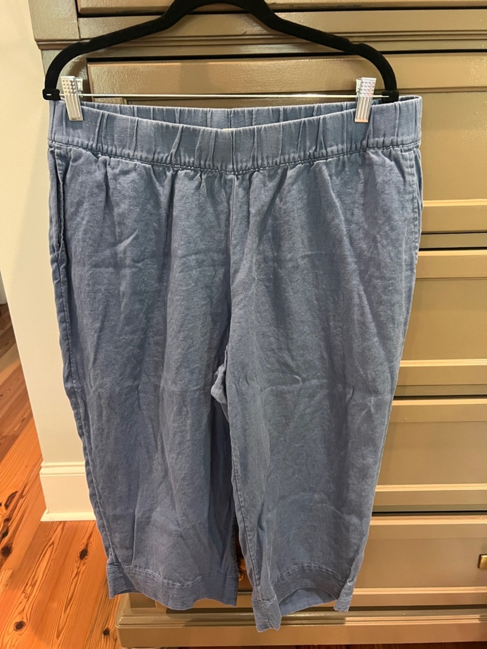 J.Jill Elastic-Waist Light Blue Casual Pants - Linen